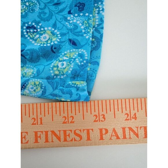 Coldwater Creek Paisley Slinky Pants Womens Size Large Blue Stretch Pull On - Picture 9 of 10